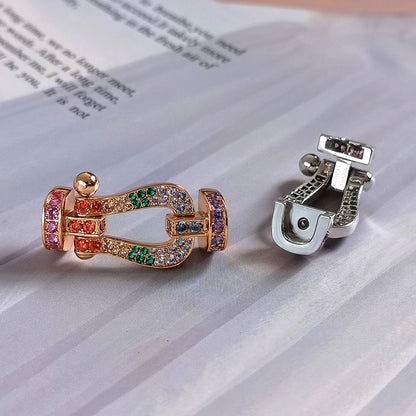 [Amore Jewelry]FORC LARGE HORSESHOE  COLORED DIAMOND BRACELET SILVER