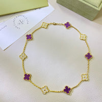 [Amore Jewelry]CLOVER 10 MOTIFS  PURPLE VIOLET DIAMOND NECKLACE