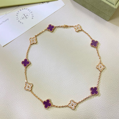 [Amore Jewelry]CLOVER 10 MOTIFS  PURPLE VIOLET DIAMOND NECKLACE