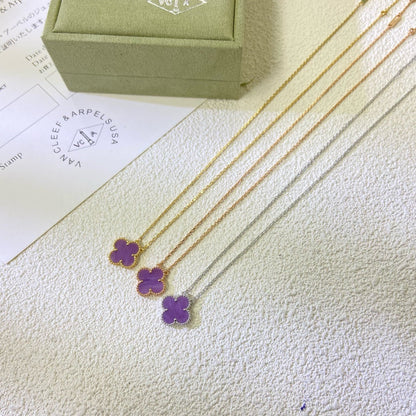 [Amore Jewelry]CLOVER 15MM  PURPLE VIOLET NECKLACE