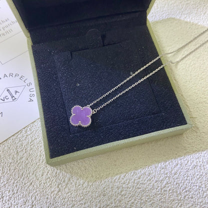 [Amore Jewelry]CLOVER 15MM  PURPLE VIOLET NECKLACE