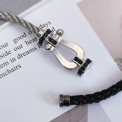 [Amore Jewelry]FORCE LARGE HORSESHOE BLACK DIAMOND BRACELET SILVER