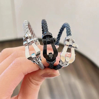 [Amore Jewelry]FORCE LARGE HORSESHOE FULL DIAMOND BRACELET SILVER