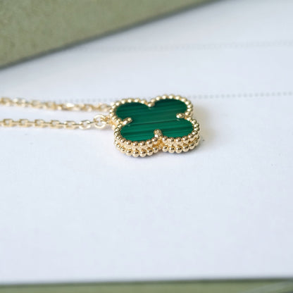 [Amore Jewelry]CLOVER 15MM MALACHITE SINGLE FLOWER  NECKLACE