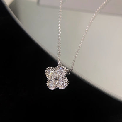 [Amore Jewelry]CLOVER 15MM DIAMOND SINGLE FLOWER NECKLACE