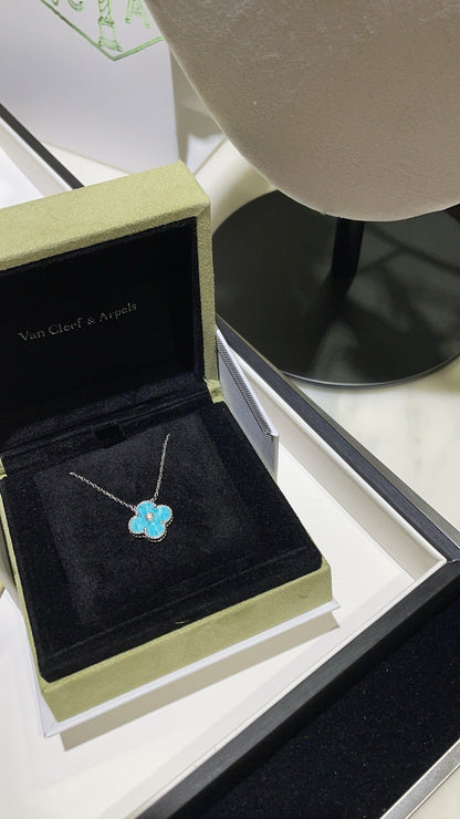 [Amore Jewelry]CLOVER 15MM DIAMOND SVRES PORCELAIN  NECKLACE SILVER