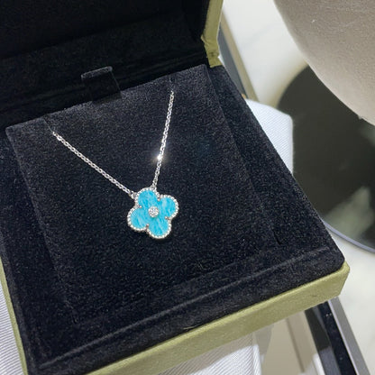 [Amore Jewelry]CLOVER 15MM DIAMOND SVRES PORCELAIN  NECKLACE SILVER