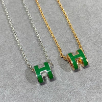 [Amore Jewelry]POP H GREEN NECKLACE SILVER AND GOLD
