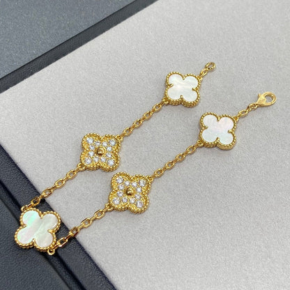 [Amore Jewelry]CLOVER BRACELET 5 MOTIF WHITE MOP DIAMOND