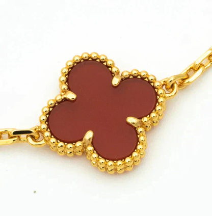 [Amore Jewelry]CLOVER 5 MOTIFS CARNELIAN DIAMOND BRACELET