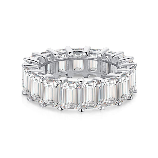 [Amore Jewelry]0.75 Carat Elegant Emerald Cut Tennis Ring
