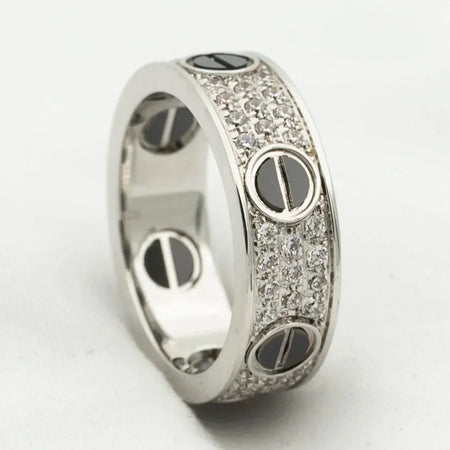 [Amore Jewelry]LOVE RING 5.5MM DIAMONDS PAVED CERAMIC