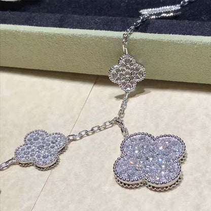 [Amore Jewelry]CLOVER 6 MOTIFS SILVER DIAMOND BRACELET
