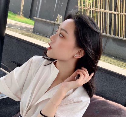 [Amore Jewelry]JEUX DE WHITE MOP PINK GOLD DIAMOND EARRINGS