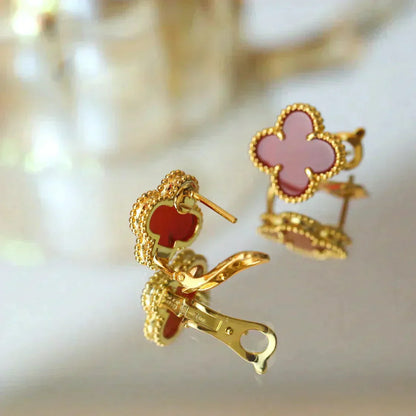 [Amore Jewelry]CLOVER MEDIUM 1 MOTIFS CARNELIAN  EARRINGS