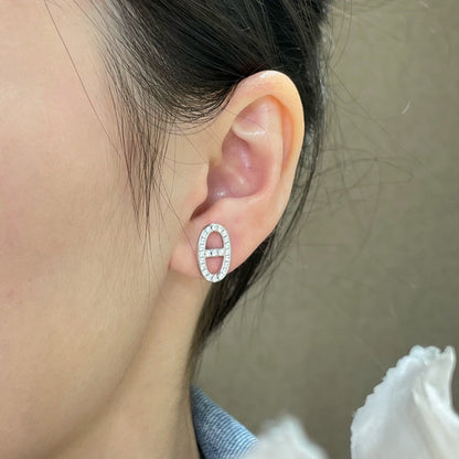 [Amore Jewelry]HM FULL DIAMOND PIG NOSE STUD EARRINGS