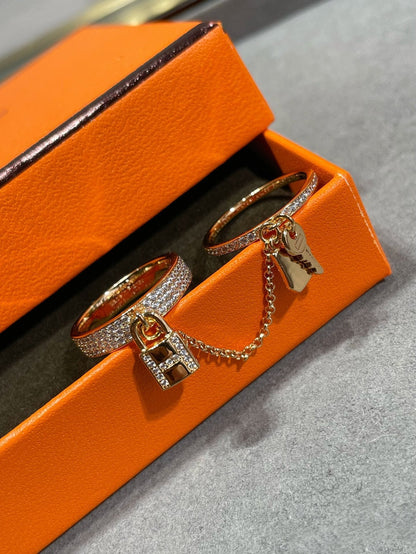 [Amore Jewelry]HM KELLY CLOCHETTE DOUBLE RING IN  WITH DIAMONDS