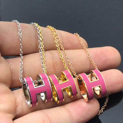 [Amore Jewelry]H NECKLACE PINK