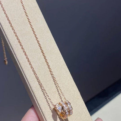 [Amore Jewelry]SERPENTI PINK GOLD NECKLACE DOUBLE RING DIAMOND