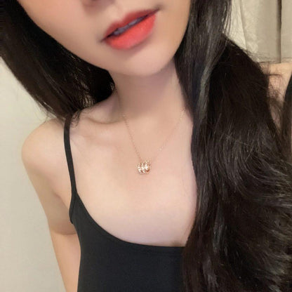 [Amore Jewelry]SERPENTI PINK GOLD NECKLACE DOUBLE RING DIAMOND