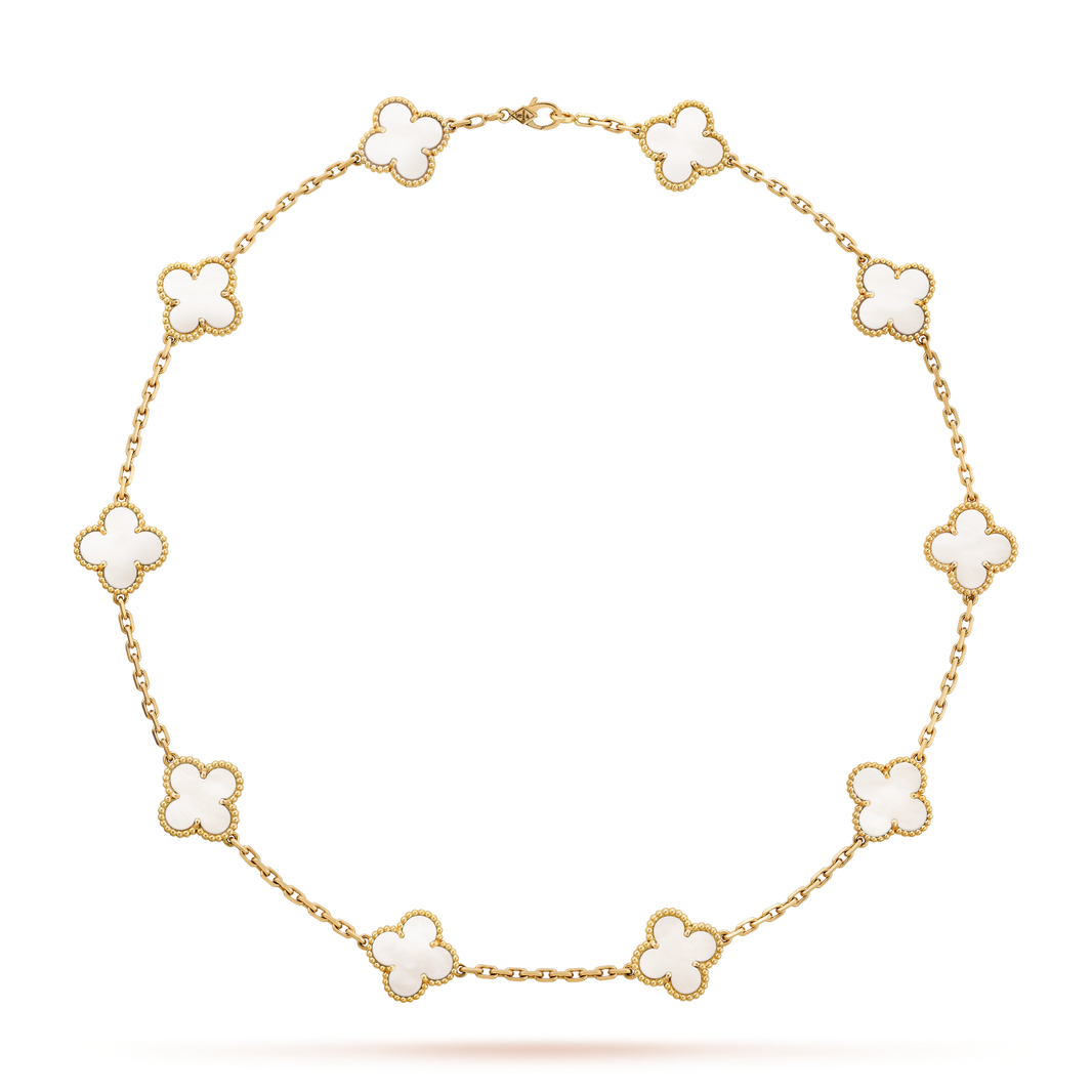 [Amore Jewelry]CLOVER 10 MOTIFS WHITE MOTHER OF PEARL NECKLACE