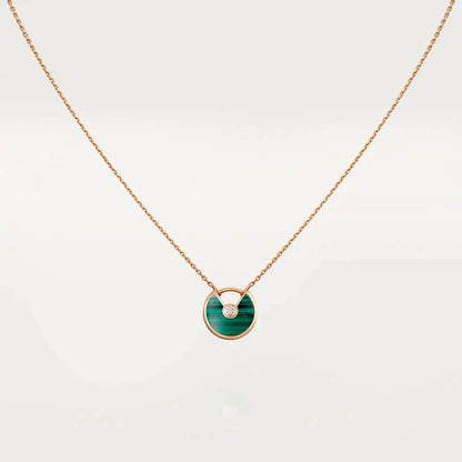 [Amore Jewelry]AMULETTE ROSE GOLD MALACHITE NECKLACE