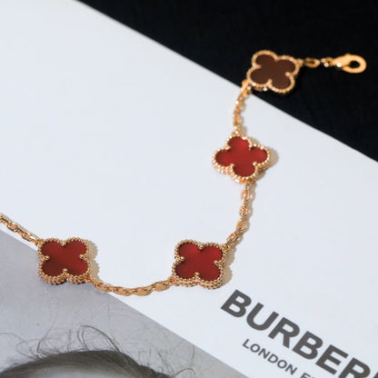 [Amore Jewelry]CLOVER 5 MOTIFS RED AGATE  BRACELET