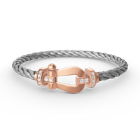 [Amore Jewelry]FORCE LARGE HORSESHOE HALF DIAMOND BRACELET ROSE GOLD