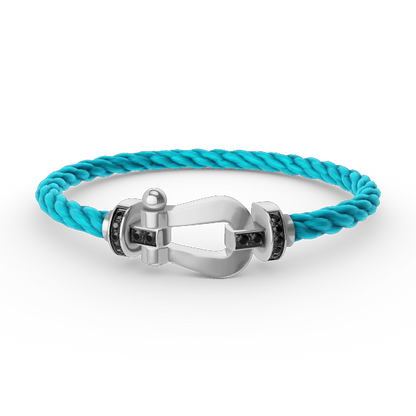 [Amore Jewelry]FORCE LARGE HORSESHOE BLACK DIAMOND BRACELET SILVER