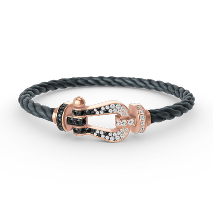 [Amore Jewelry]FORCE LARGE HORSESHOE BLACK WHITE DIAMOND BRACELET ROSE GOLD