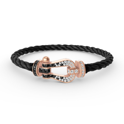 [Amore Jewelry]FORCE LARGE HORSESHOE BLACK WHITE DIAMOND BRACELET ROSE GOLD