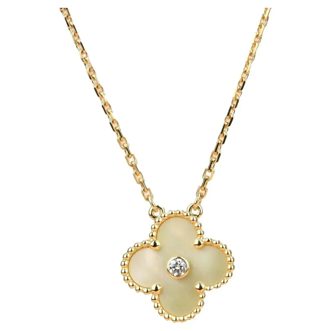 [Amore Jewelry]CLOVER 15MM DIAMOND GOLD MOTHER OF PEARL NECKLACE