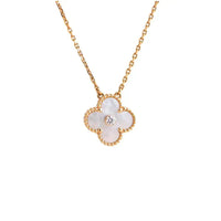 [Amore Jewelry]CLOVER 15MM DIAMOND WHITE FRITILLARIA NECKLACE