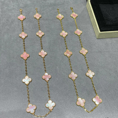 [Amore Jewelry]CLOVER 10 MOTIFS PINK MOP NECKLACE