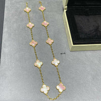 [Amore Jewelry]CLOVER 10 MOTIFS PINK MOP NECKLACE