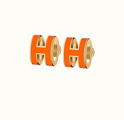 [Amore Jewelry]MINI POP H EARRINGS ORANGE