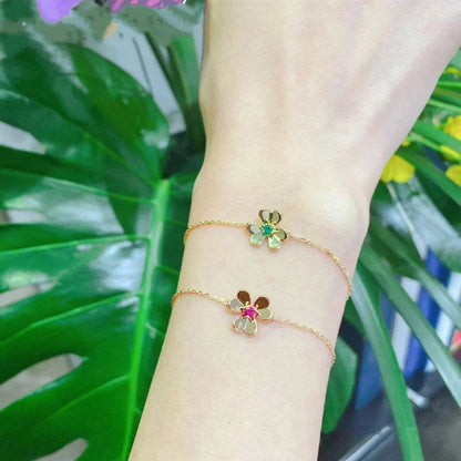 [Amore Jewelry]FRIVOLE GOLD FLOWER PINK MALACHITE BRACELET