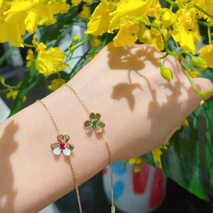 [Amore Jewelry]FRIVOLE GOLD FLOWER PINK MALACHITE BRACELET