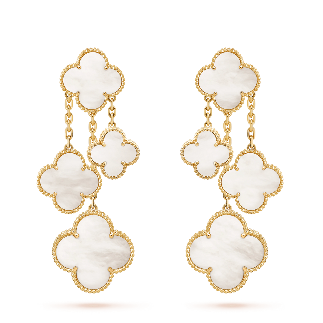 [Amore Jewelry]CLOVER EARRINGS WHITE MOP 4 MOTIFS GOLD