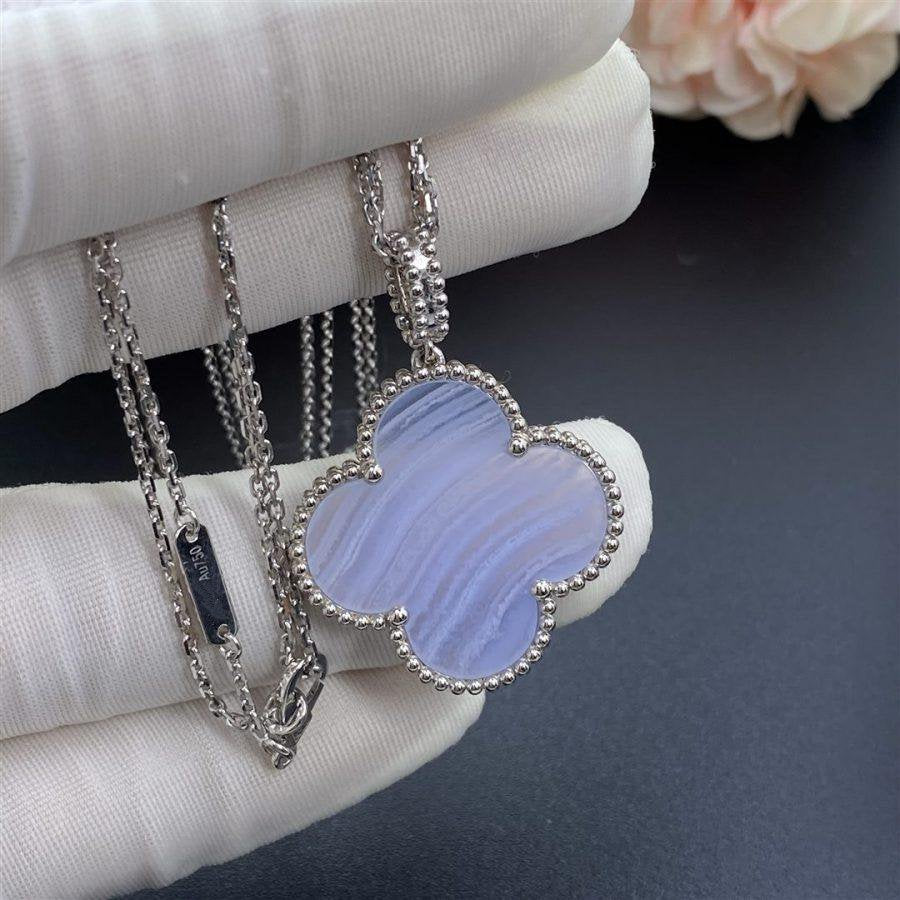 [Amore Jewelry]CLOVER SILVER CHALCEDONY BIG CLOVER NECKLACE