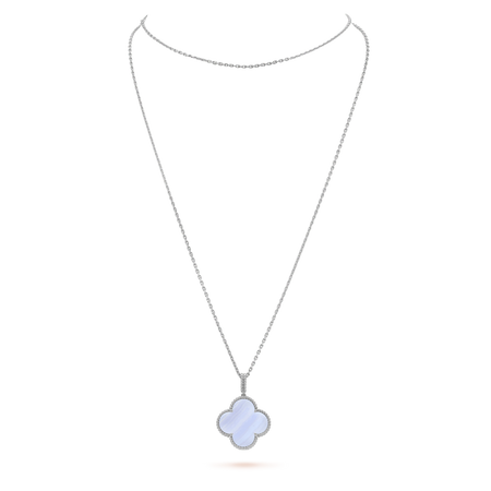 [Amore Jewelry]CLOVER SILVER CHALCEDONY BIG CLOVER NECKLACE
