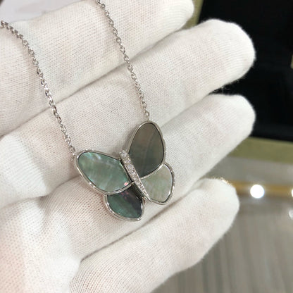 [Amore Jewelry]LARGE BUTTERFLY SILVER PENDANT DIAMOND NECKLACE