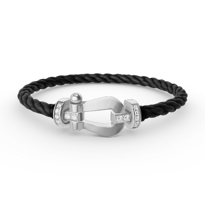 [Amore Jewelry]FORCE LARGE HORSESHOE HALF DIAMOND BRACELET SILVER
