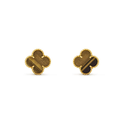 [Amore Jewelry]CLOVER MEDIUM 1 MOTIFS TIGER EYE EARRINGS