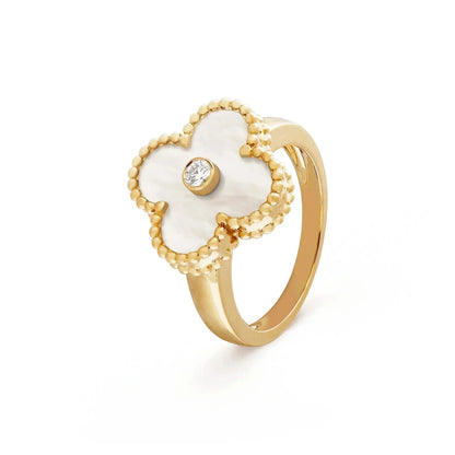 [Amore Jewelry]CLOVER PINK MOP RING GOLD DIAMOND